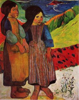 Paul Gauguin : Breton Girls by the Sea